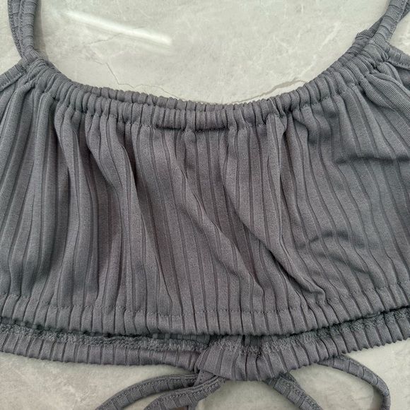Women’s Collusion Bandeau Crop Top Spaghetti Strap Tie Front Size 6 - Picture 9 of 13